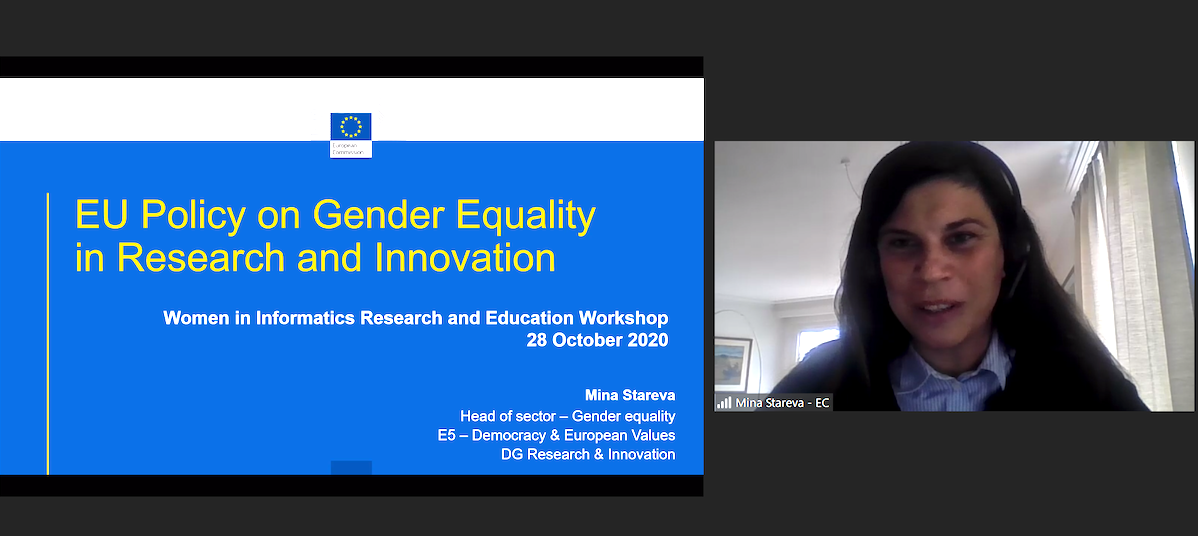Mina Stareva from European Commission presents the EU policy on gender equality in research and innovation