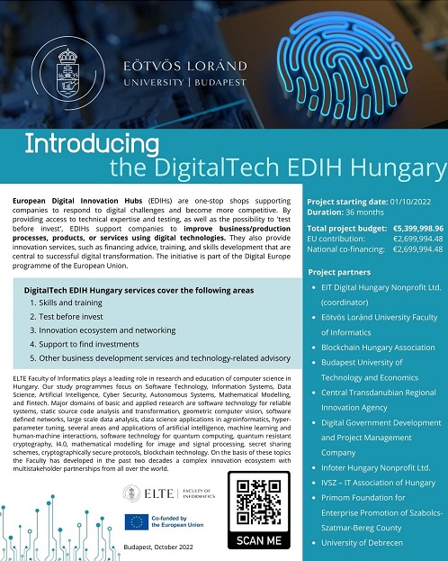 Eötvös Loránd University - Introducing the DigitalTech EDIH Hungary