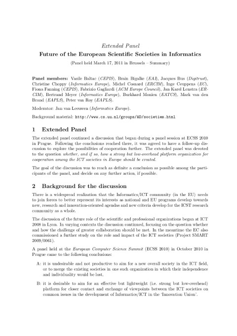 Informatics Europe - Publications